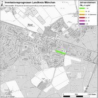 Karte: Immissionsprognosen Landkreis München, Luftqualität Haar, Jahresmittelwert Feinstaub (PM2,5)