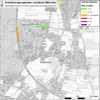 Karte: Immissionsprognosen Landkreis München, Luftqualität Taufkirchen, Jahresmittelwert Stickstoffdioxid