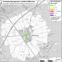Karte: Immissionsprognosen Landkreis München, Luftqualität Hohenbrunn, Jahresmittelwert Feinstaub (PM10)