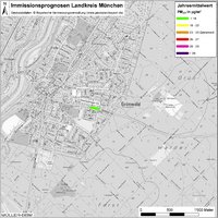 Karte: Immissionsprognosen Landkreis München, Luftqualität Grünwald, Jahresmittelwert Feinstaub (PM2,5)