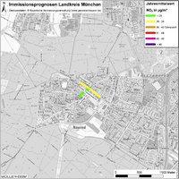 Karte: Immissionsprognosen Landkreis München, Luftqualität Neuried, Jahresmittelwert Stickstoffdioxid