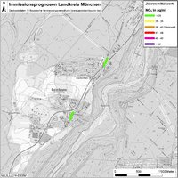 Karte: Immissionsprognosen Landkreis München, Luftqualität Baierbrunn, Jahresmittelwert Stickstoffdioxid