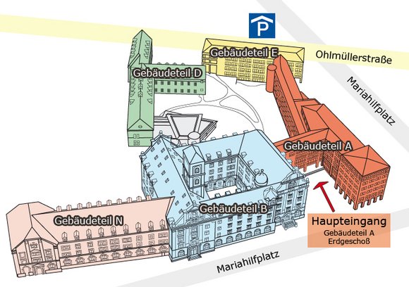 Gebäudeteile des Landratsamtes Grafik: Gebäudeteile des Landratsamtes