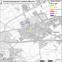 Karte: Immissionsprognosen Landkreis München, Luftqualität Feldkirchen, Jahresmittelwert Stickstoffdioxid