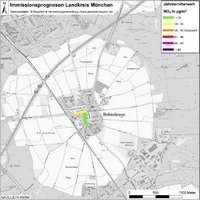 Karte: Immissionsprognosen Landkreis München, Luftqualität Hohenbrunn, Jahresmittelwert Stickstoffdioxid