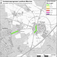 Karte: Immissionsprognosen Landkreis München, Luftqualität Putzbrunn, Jahresmittelwert Stickstoffdioxid