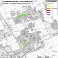 Karte: Immissionsprognosen Landkreis München, Luftqualität Kirchheim, Jahresmittelwert Feinstaub (PM2,5)